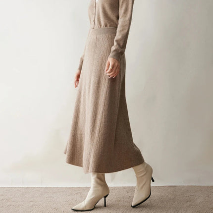 Choice New 100% Cashmere Skirt Women Long Skirt Autumn Winter Office Lady Soft Cashmere A Line Skirt Simple Grace Cashmere Dress PlatiNum