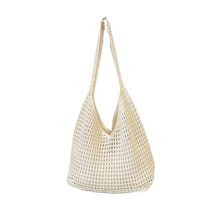 Crochet Crossbody Bag Hollow Beach Leisure Handbag Solid Color Summer Holiday Woven Shoulder Bag