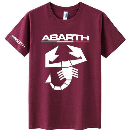 Abarth Scorpion 100% Cotton Men's T-shirt Abarth Scorpion White Black Sport Car Racing Italy Motor Tuning Rally Car Men TShirt