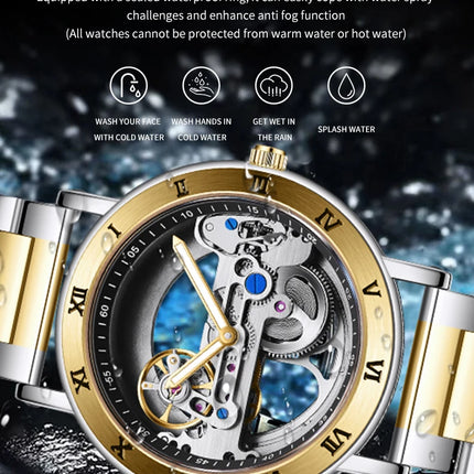 AKDPN Men's Watches Automatic Mechanical Stainless Steel Men's Wrist Watch Skeleton Automatic Watches for Man Watch Montre Homme
