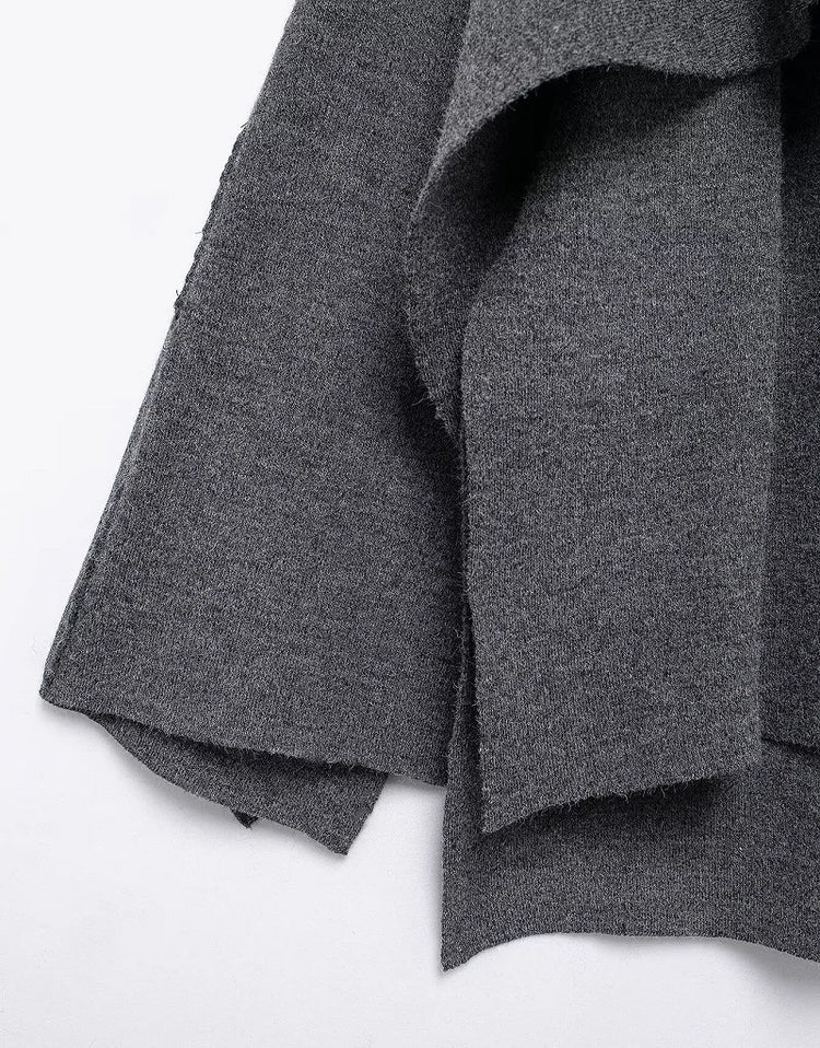 MUJER Cape Coat Women Scarf Collar Ponchos Women 2025 Shawl Long Sleeve Winter Woman Ponchos Cloak Knitted Cardigan for Women