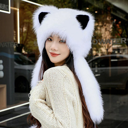 Women's Winter Hats Fox Fur Flight Hats Ushanka Hats For Women Winter Outdoor Windproof And Warm Plush Outdoor Hats For Skiing
