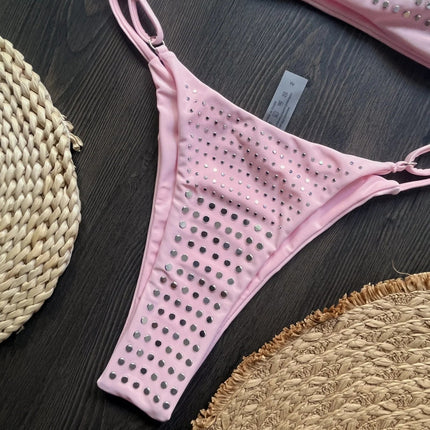 2025 Diamante Bikini Donne Sexy Costume Da Bagno A Fascia Biquini Push Up Costumi Da Bagno Femminile Lucido Costumi da Bagno Floreale Tuta Beachwear platinumshop