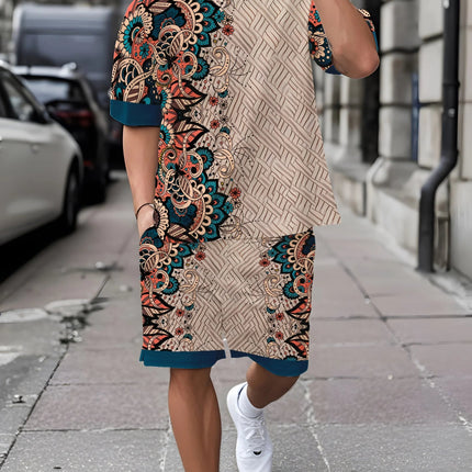 Completo da uomo casual streetwear 2026: T-shirt sportiva a stampa graffiti Y2K ad asciugatura rapida e pantaloncini con coulisse platinumshop