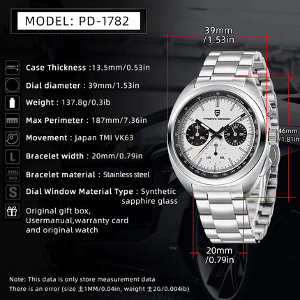 PAGANI DESIGN 2025 Nuovo Panda Dial Orologi da uomo Orologio al quarzo di lusso per uomo Giappone VK63 Cronografo sportivo Orologio da polso in vetro zaffiro