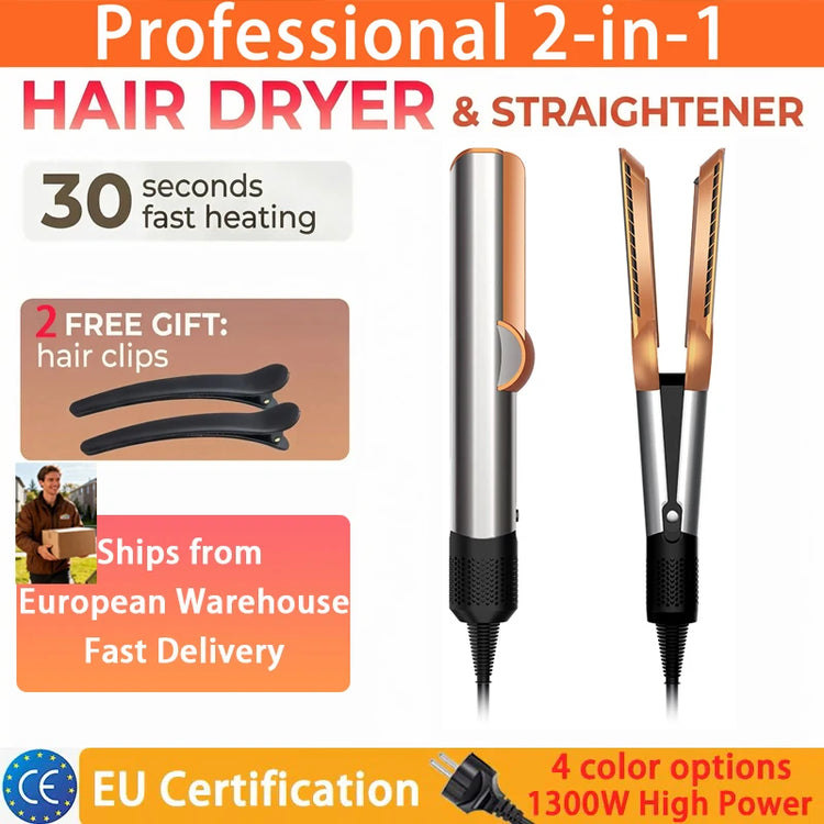 SenCiciMen 2 IN 1 Hair-care Airstrait Hair Straightener Hair Dryer Negative Ion Hair Styler Long-Lasting Styling Tool Hairdryer