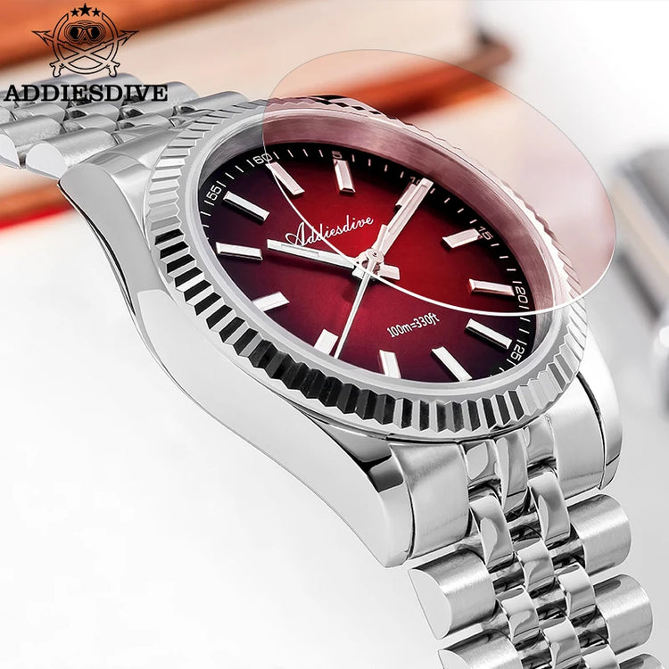 ADDIESDIVE 36mm Luxury Watch for Women VH31 Movement 100m Waterproof BGW9 Luminous Diving Watches Stainless Steel Quartz Watch