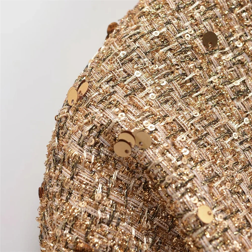 2024 women's clothing 2024 autumn and winter new casual temperament sequin small fragrant style jacket 7925/993