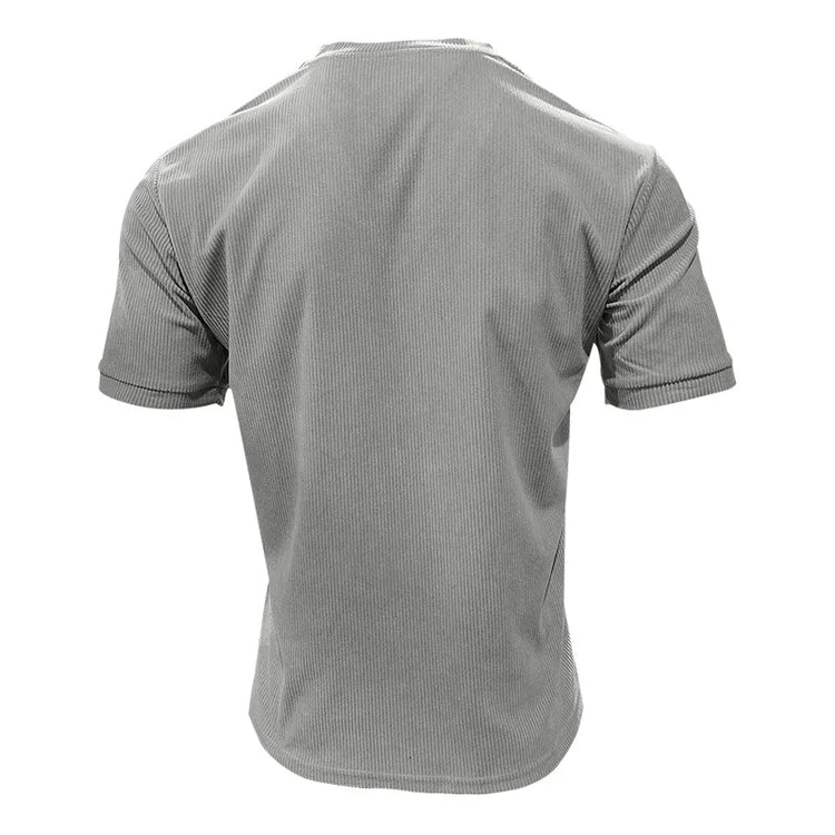 T-shirt casual slim tinta unita con scollo a V da uomo estiva europea e americana in velluto a coste da uomo Amazon