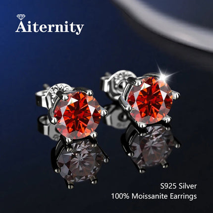 100% Real Sterling Silver S925 Moissanite Earrings Stud  With 2 Certificate D VVS1 Pass Diamond Test Pen For Women Men Jewelry PlatiNum
