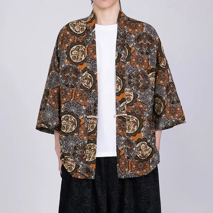 Camicie Uomo Yukata Cosplay Kimono Giapponese Retrò, Camicie Etniche Stampate da Uomo, Camicie in Lino Moda Donna, Blusa Oversize Haori