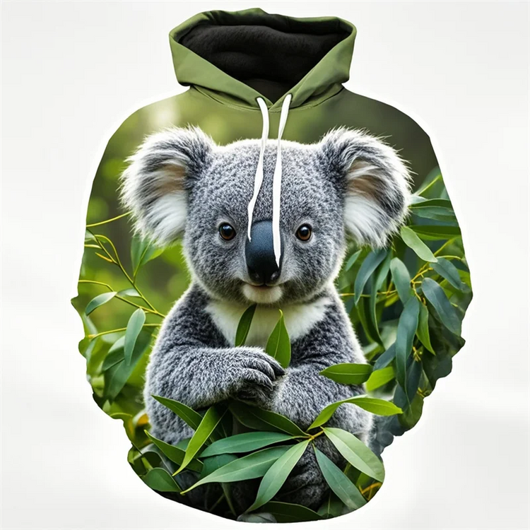 New Cute Koala 3D Print Sweatshirt For Men Women Casual Animal Graphics Pullovers Streetwear Casualfashion Long Sleeve Hoodie