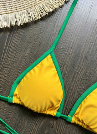 Costume da Bagno Bikini Brasiliano Ricamato a Contrasto con Patchwork per Donna - Set Estivo da Spiaggia platinumshop
