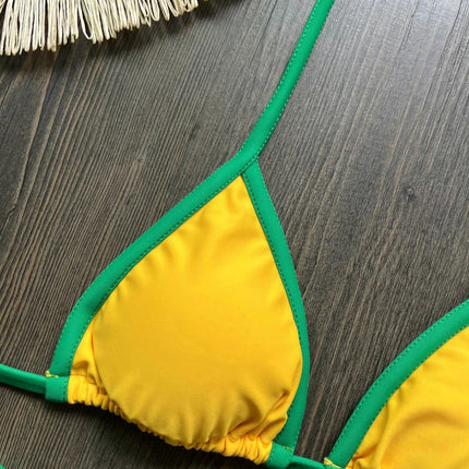 Costume da Bagno Bikini Brasiliano Ricamato a Contrasto con Patchwork per Donna - Set Estivo da Spiaggia platinumshop