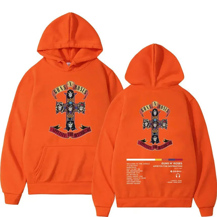Men's and Women's Guns N Roses Printed Hooded Sweatshirts Guns N Roses Unisex Clothing Printed Rock Hip-hop Gothic Fashion
