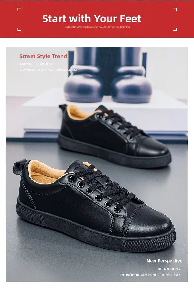 Men's High-End Casual Red Sole Board Oes Waterproof Sports Commuter Busin White Oes Simple Design Versatile Briti Sle