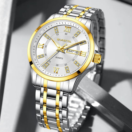 SUNKTA Orologio da Donna con Diamanti, Moda Creativa, Acciaio Impermeabile, Orologio al Quarzo Casual Luminoso con Bracciale platinumshop