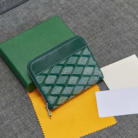 Portafoglio unisex con cerniera in vera pelle, mini borsa quadrata, borsa portaoggetti alla moda con scomparti multipli per monete e carte, per uso quotidiano