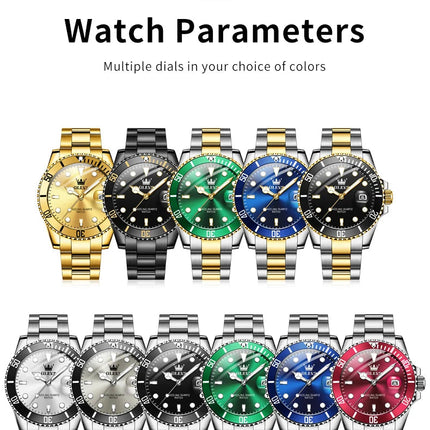 OLEVS Orologi da uomo Trend Luxury Cinturino in acciaio pregiato Grande data Orologio da polso al quarzo di marca originale per uomo Impermeabile luminoso 5885 Nuovo platinumshop
