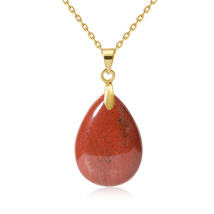 New Fashion Natural Stone Crystal Pendant Teardrop Simple Pendant Necklace Earrings Making Jewelry With Chain collar PlatiNum