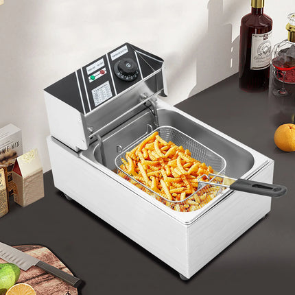 EF-81 220V 2500W Euro Plug 6L Singolo Cilindro Forno per Alimenti Commerciale Friggitrice Per Fare Patatine Pollo Fritto Pollo
