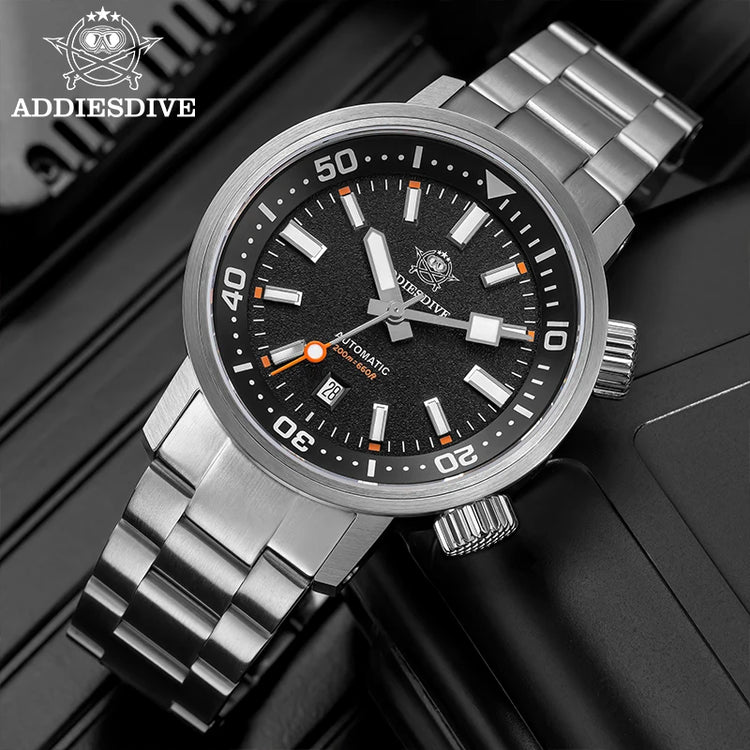 ADDIESDIVE Watch Men 42mm Sapphire 8215 Mechanical Wristwatch Transparent Back Cover 20Bar Waterproof Luminous Automatic Watch