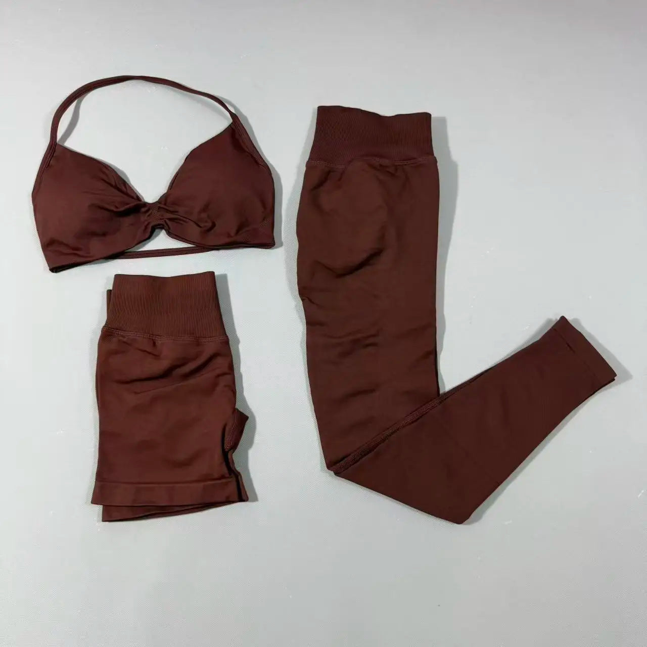 Yoga fitness set 3pcs Impact Gym Set Women Bras and Yoga Set High Waist Scrunch Seamless Shorts Fitness Clothes Activewear Work