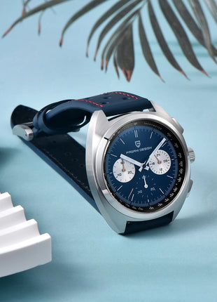 Orologio da Uomo PAGANI DESIGN, Quadrante Blu Retrò, Cronografo al Quarzo, Movimento Giapponese VK63, Vetro Zaffiro, Nuovo Modello 2026 Impermeabile
