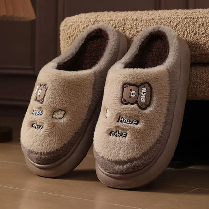 Thicken Warm Long Plush Slippers for Women Winter 2026 Chunky Platform Fluffy Furry Fur Slippers Couple Plus Size Indoor Shoes