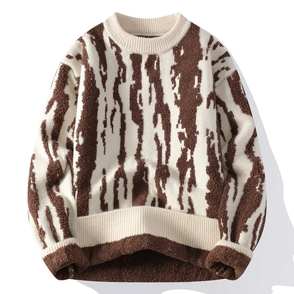 Harajuku Sweater Men's Y2K Knitted Printing Sweater Men's Wool Pullover Men's Retro Knitted Color Block Tops