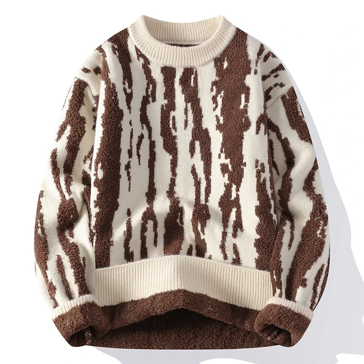 Harajuku Sweater Men's Y2K Knitted Printing Sweater Men's Wool Pullover Men's Retro Knitted Color Block Tops