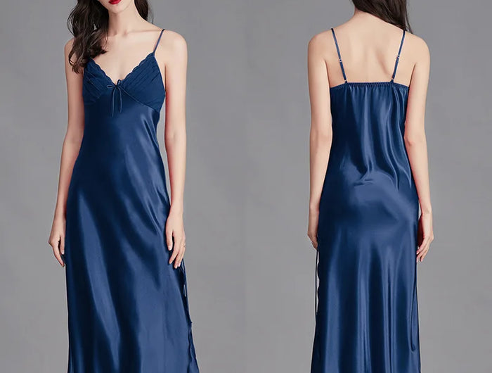 Camicie da notte per donna Abiti da notte lunghi senza maniche Chemise in raso di seta Lingerie Abito sottoveste Camicia da notte sexy per donna
