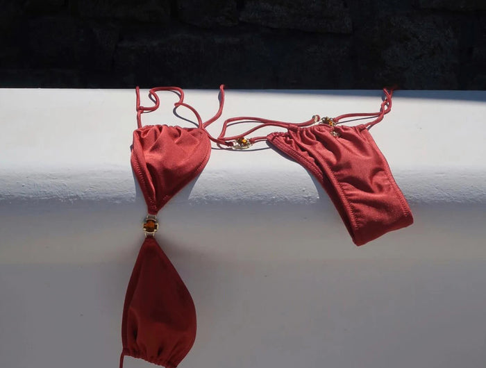 Diamond Bikini 2025 Costume da bagno donna sexy Costumi da bagno femminili Micro bikini Set costume da bagno a fascia Beachwear Rosso brasiliano Biquini platinumshop