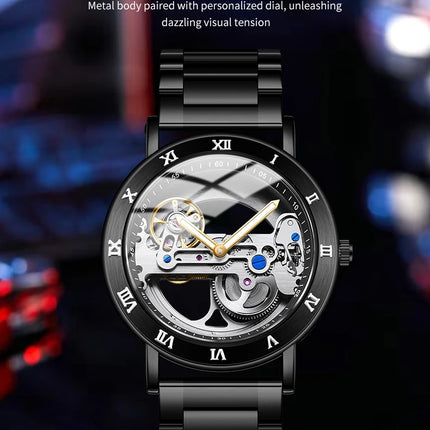 AKDPN Men's Watches Automatic Mechanical Stainless Steel Men's Wrist Watch Skeleton Automatic Watches for Man Watch Montre Homme