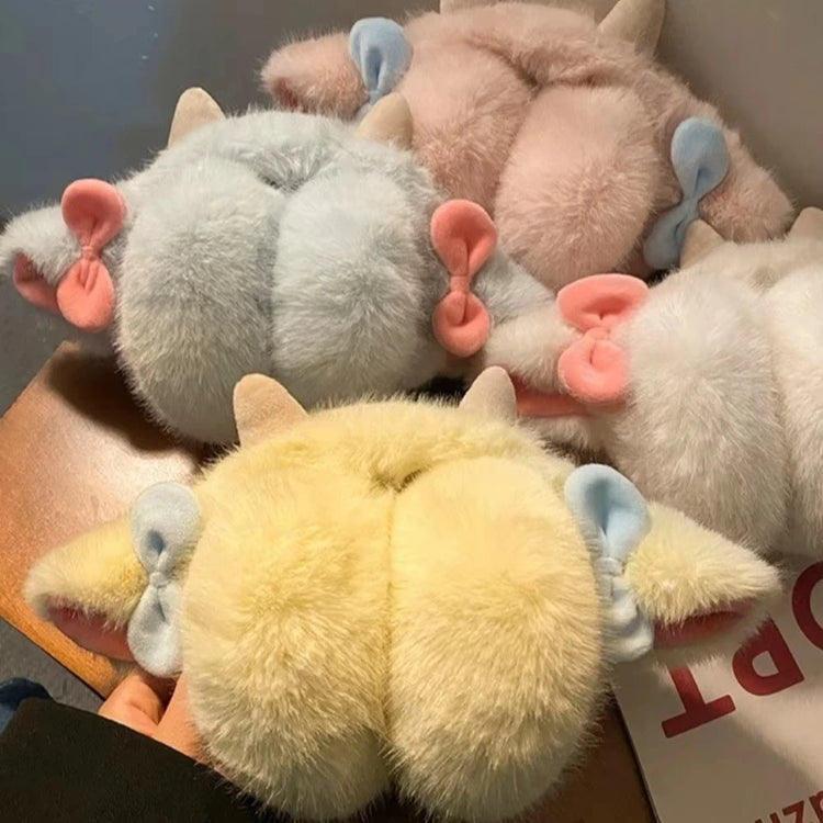 Soft Plush Ear Keep Warmer Winter Earmuffs for Women Cute Lamb Bowknot Fashion Outdoor Earflap Protection Ear-Muffs Ear Cover