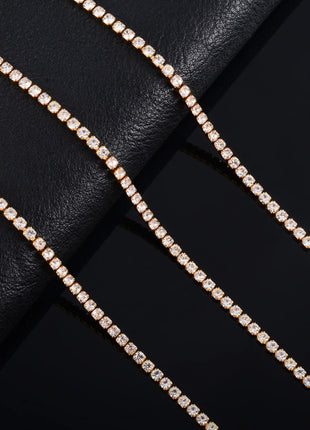 Sparkly Cubic Zirconia Tennis Necklace for Women Rhinestone Choker Minimalist Crystal Chain Stainless Steel Jewelry Accessories PlatiNum