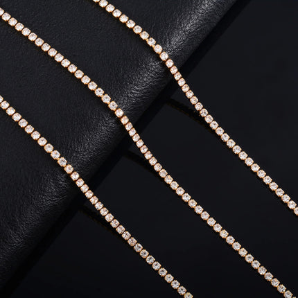 Sparkly Cubic Zirconia Tennis Necklace for Women Rhinestone Choker Minimalist Crystal Chain Stainless Steel Jewelry Accessories PlatiNum