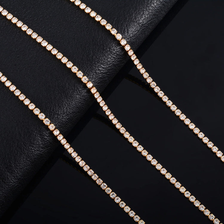 Sparkly Cubic Zirconia Tennis Necklace for Women Rhinestone Choker Minimalist Crystal Chain Stainless Steel Jewelry Accessories PlatiNum