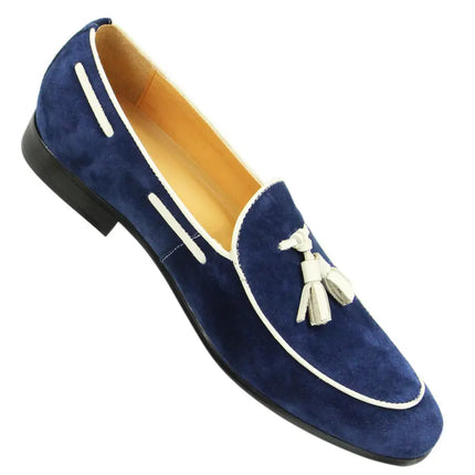 Mocassini Penny Blue da Uomo, Scarpe Casual Estive con Nappe, per Ufficio e Uso Quotidiano, in Pelle Scamosciata di Alta Qualità, Personalizzabili