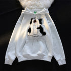 Japanese Kawaii Flock Embroidery Cartoon Cat Patchwork Hoodies Thicken Kangaroo Pocket Baggy Street Sweatshirt All-Matching Top