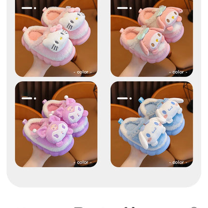 Winter Family Plush Slippers, Parent-Child Match Cartoon Indoor Home Shoes, Cozy Cotton-Lined Non-Slip Slides for All Ages