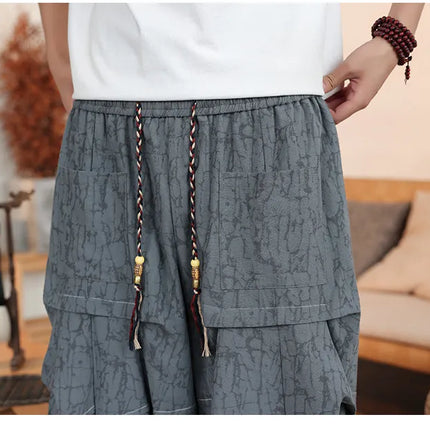 Pantaloncini Estivi da Uomo Taglie Forti in Cotone Comodi Stile Cinese Vintage Moda Casual Sportivi a Lanterna Taglie Grandi fino alla 8XL