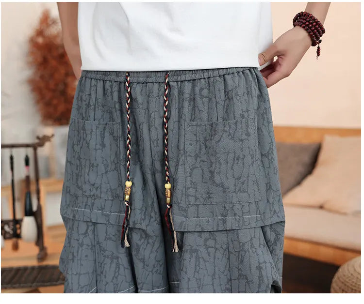 Pantaloncini Estivi da Uomo Taglie Forti in Cotone Comodi Stile Cinese Vintage Moda Casual Sportivi a Lanterna Taglie Grandi fino alla 8XL