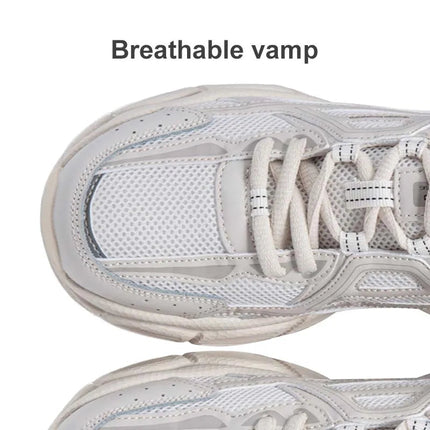 Baasploa Women Running Shoes Lightweight Breathable Sport Shoes Female Comfort White Casual Sneakers Height Increase Cushioning PlatiNum