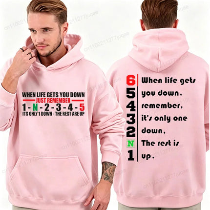 Mens 1 Down 6 Up Motorcycle Print Men Hoodies Bike Week Sweatshirts Black Hills Motorcycle Rides Fashion Personality Hoody Gifts