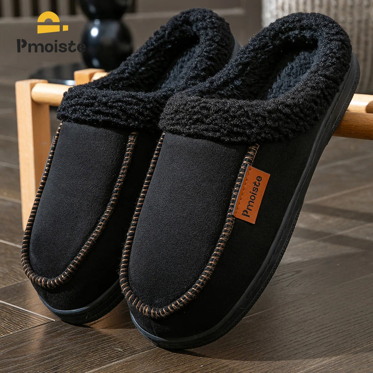 Winter Warm Men's Slippers TPR Sole Memory Foam Pad Antiskid Soft Comfortable Flat Bottom Men's Indoor Shoes