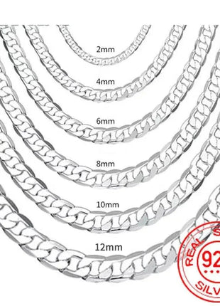 Wholesale 925 Sterling Silver Necklace 2-12mm Width 40-75cm Long Chain Lobster Clasp Men and Women Engagement Jewelry PlatiNum