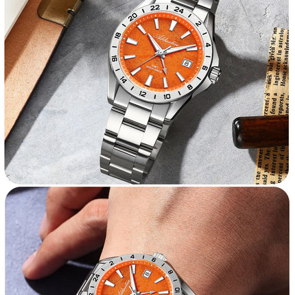 ADDIESDIVE GMT Men Quartz Watch Sapphire Crystal Swiss Ronda 515-24H Dual Time BGW9 Super Luminous 20Bar Waterproof Diver Watch