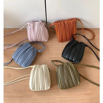 Summer Fashion New Crossbody Bag Women's PU Single Shoulder Mini Bag Luxury Versatile Pleated Casual Small Square Bag Handbags PlatiNum