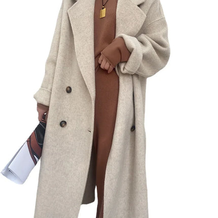 Women And Men Unisex Thicken Warm X-long Alpaca Woolen Overcoat Winter Cashmere Wool Maxi Loose Coat Oversize Cloak Outsize